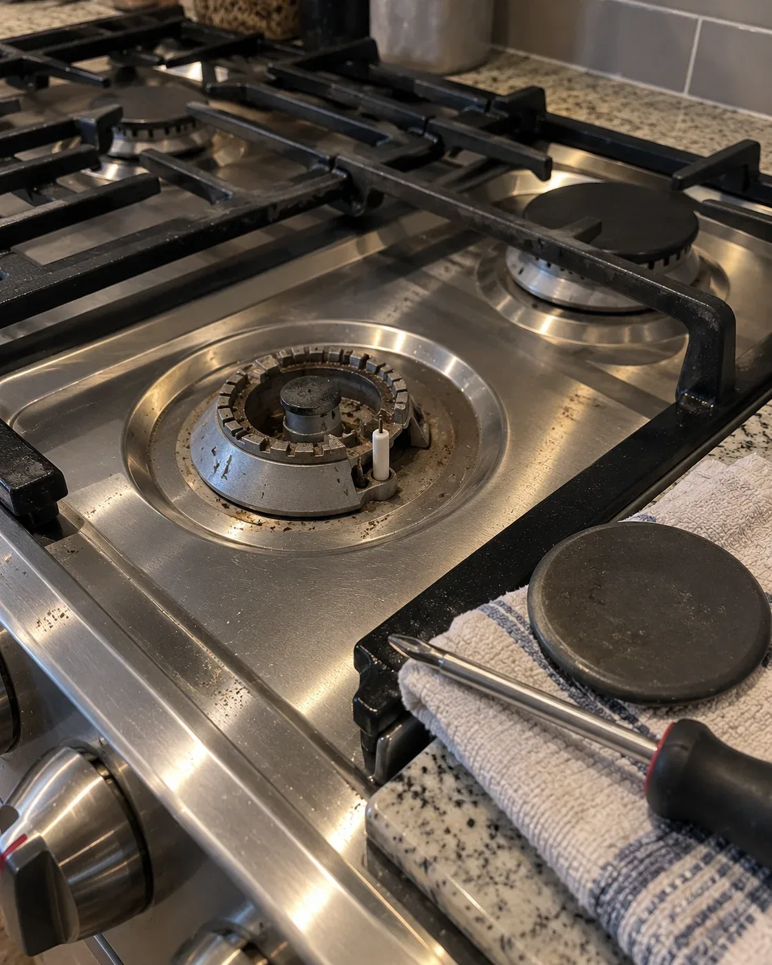 Electric stove burner receptacle inspected with heating element removed